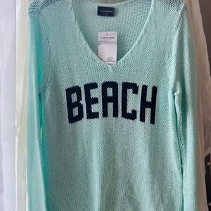 Wooden Ships Mint Blue/Green Women's Sweater NWT S/M